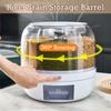 360Degree Rotating Rice Storage Box with Lid 6 Grids Grain Storage Barrel Sealed Moisture-proof Food Container Kitchen Organizer
