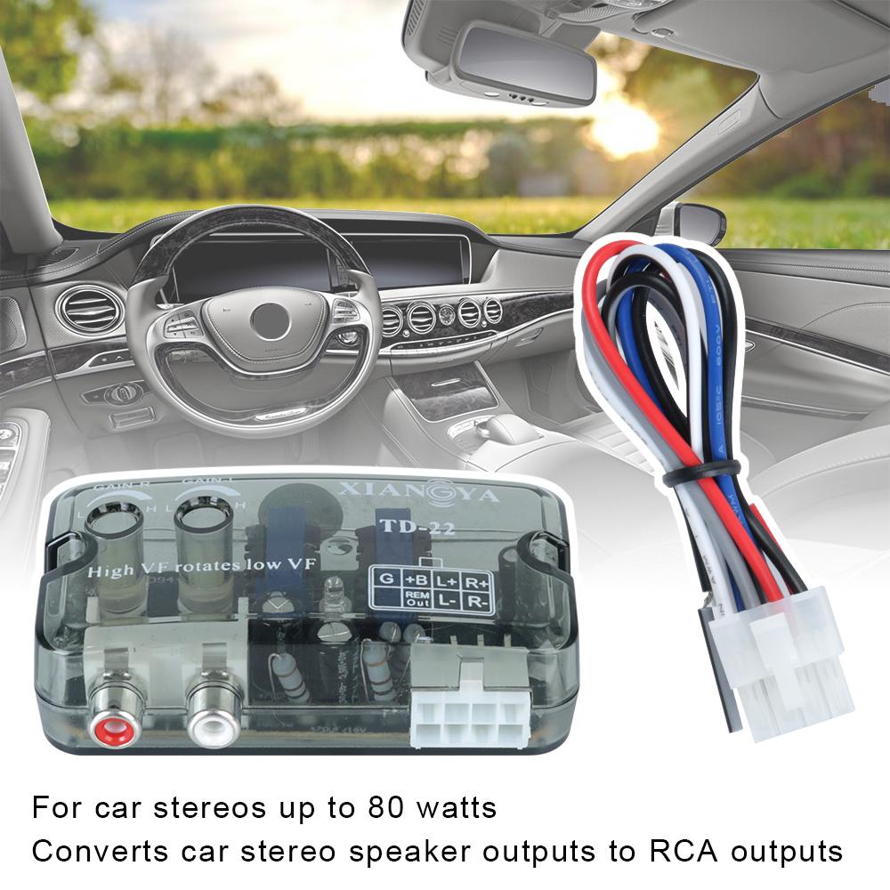 Auto Car Audio Converter RCA Stereo High To Low Speaker Level Converter Adapter Adjustable Frequency Line Universal RCA Line 12V