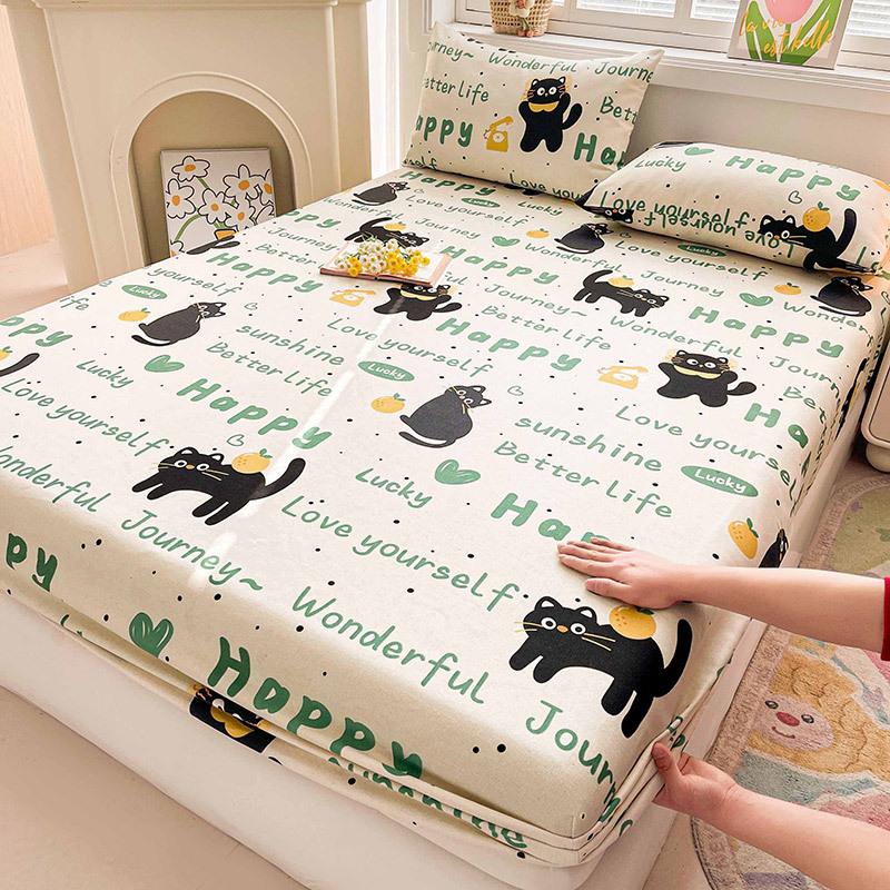 Cotton Bed Sheet on Elastic Cute Printed Mattress Cover for Kids Cartoon Pure Cotton Bed Linen (without Pillowcase)