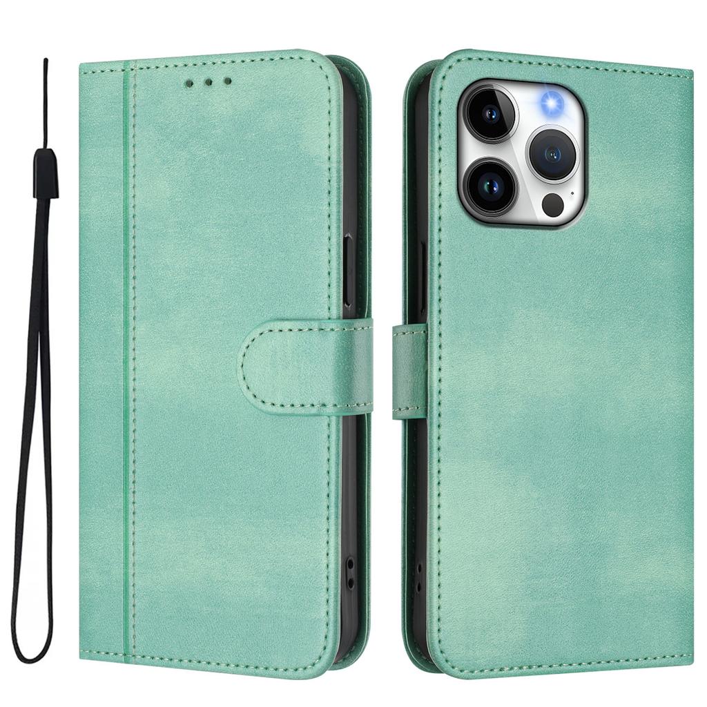 For iPhone 16 Pro Max Cases Wallet Stand Retro Texture Leather Phone Cover with Lanyard