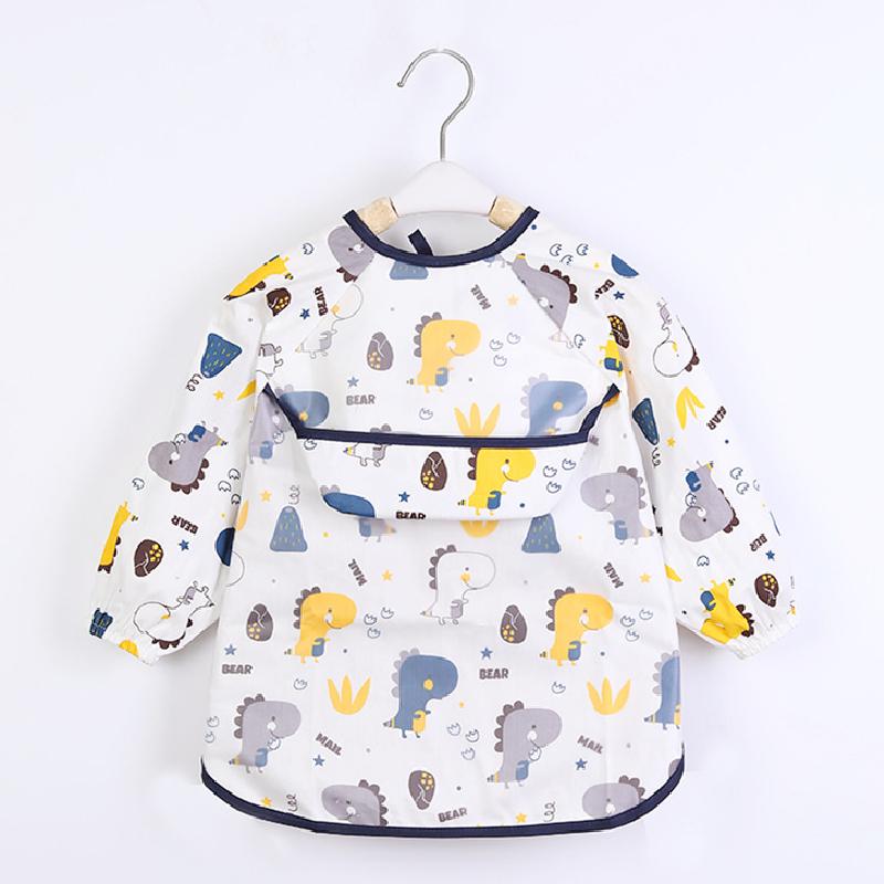 Baby Smock Bibs Waterproof Long Sleeve Eating Feeding Art Apron Newborn Toddler Burp Cloths Fit 0-3 Years