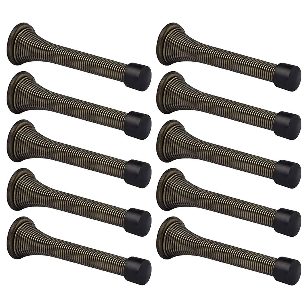 10Pcs Wall Mounted Spring Door Stops with Rubber Bumper Tips Flexible Heavy Duty Spring Door Stopper Door Bumper