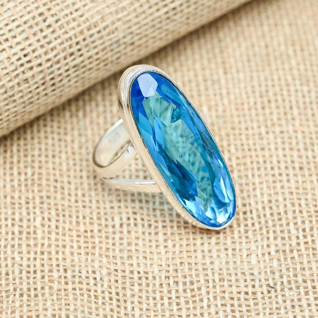 Кольцо обещания ювелирных изделий стерлингового серебра 925 драгоценных камней голубого топаза красивое весь размер