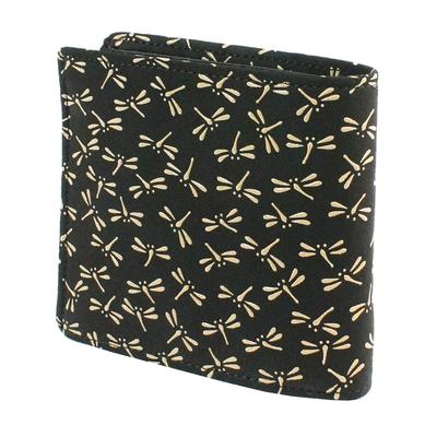 Кошелек Inden, складной кошелек, купюра S Box, кошелек для монет, кожа оленя, черный с белым лаком, узор стрекозы [Indenya] 2008-11-008