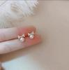 Pearl Stud Earrings: Japanese & Korean Bow Design for Women, Anti-Allergy Silver Needle