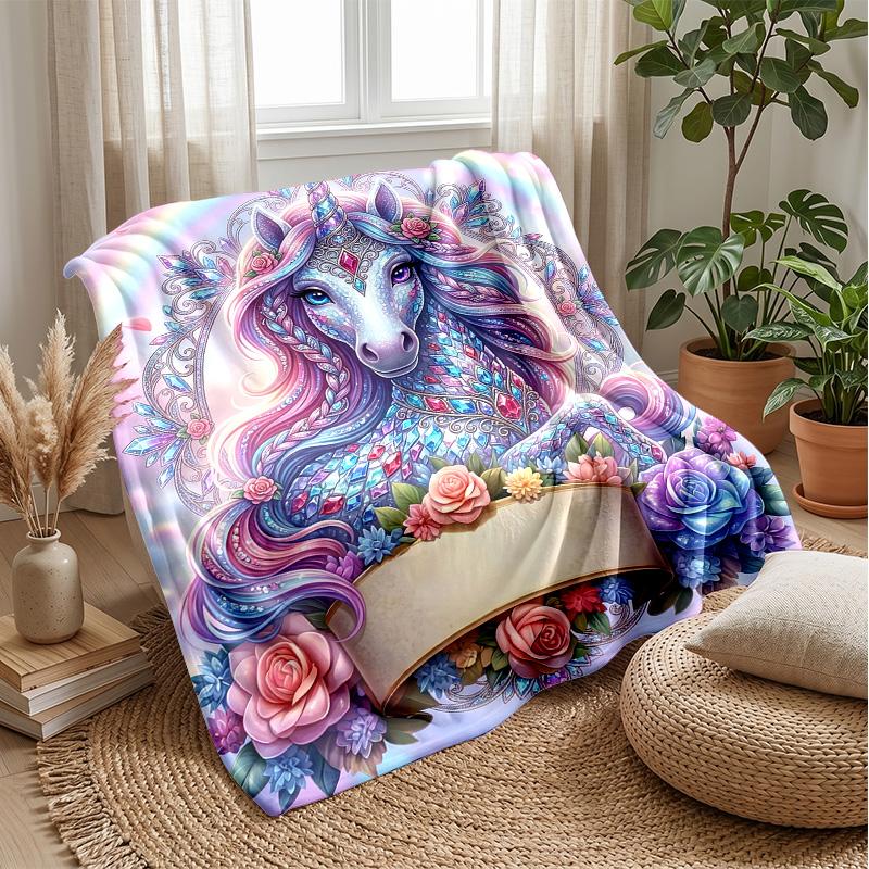 Fantasy Sea Unicorn Theme blanket Lightweight Warm Flannel Blanket Decorative Throw Blanket for Home Decoration