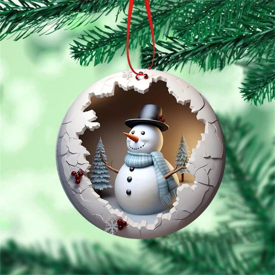 Елочные украшения, мультяшный снеговик, подвеска, 2D, плоские акриловые подвесные украшения для рождественской елки, рюкзак, зеркало заднего вида автомобиля