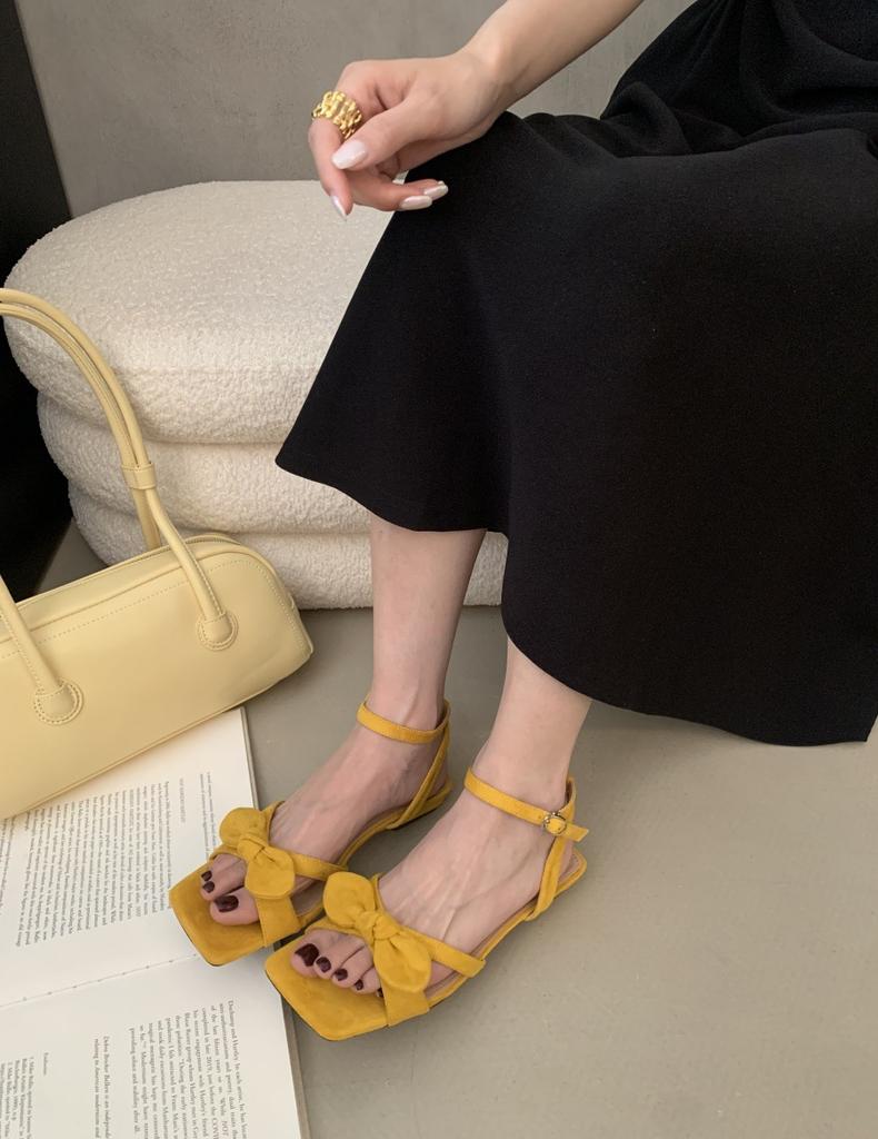 2025 new cool slippers female French fairy wind gentle thick heel word with low heel cool slippers