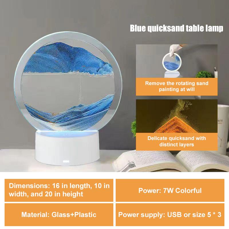 LED RGB Sand Painting Table Lamp Flowing Hourglass Desktop Ornament 3D Sandscape Lamp Suitable for Desk Bedroom Bedside Lamp