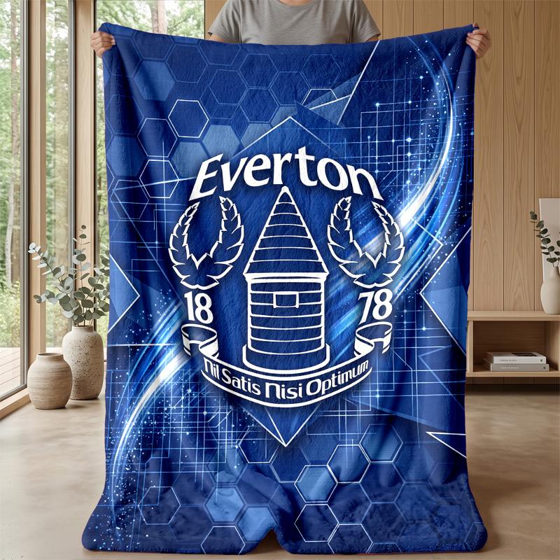 Everton Football Print Flannel Blanket, Soft Warm Lightweight Throw Blanket for Sofa Bed Camping