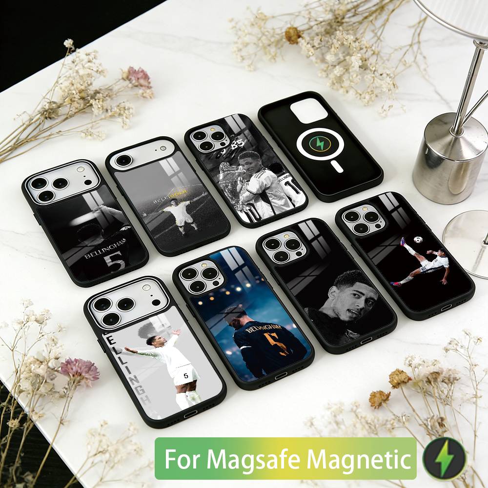 Чехол для телефона Football J-Jude B-Bellinghams Для iPhone 17, 16, 15, 14, 13, 12, 11 Plus, Pro Магнитный Для Magsafe Беспроводной Зарядки