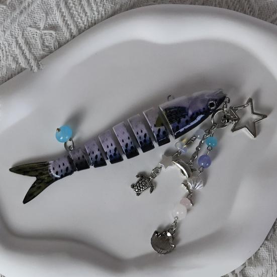 Рыболовная приманка Брелок Подвеска Бусины Ракушка Морская звезда Кисточка 8-секционный Брелок для ключей в виде рыбы