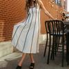 Полосатое платье с квадратным воротником на бретельках-спагетти, женское платье миди без рукавов с открытой спиной, летние женские элегантные халаты А-силуэта