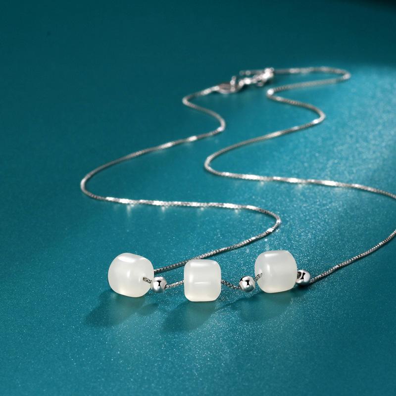 Ожерелье из бисера Sansheng III Transfer Light Luxury Niche Design Sense Hetian Jade Jewelry Premium Sense Accessories