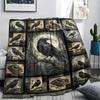 Crow Print Flannel Blanket, High quality Comfortable for All Seasons, Home Decor, Warmth and Comfort, Perfect for Christmas Gifts49