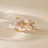 European American Style Exaggerated Flower Design Open Adjustable Gold Plated Ring With Zircon