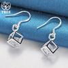 925 Sterling Silver Square AAA Zircon Earrings Jewelry