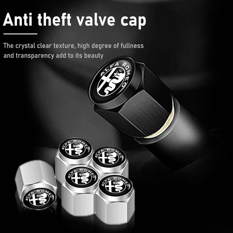 5pcs Car Wheel Tire Valve Protection Cap Theftproof Tyre Stem For Alfa Romeo GT Stelvio F1 Brera Volante Tonale Gloria DiscoEP3