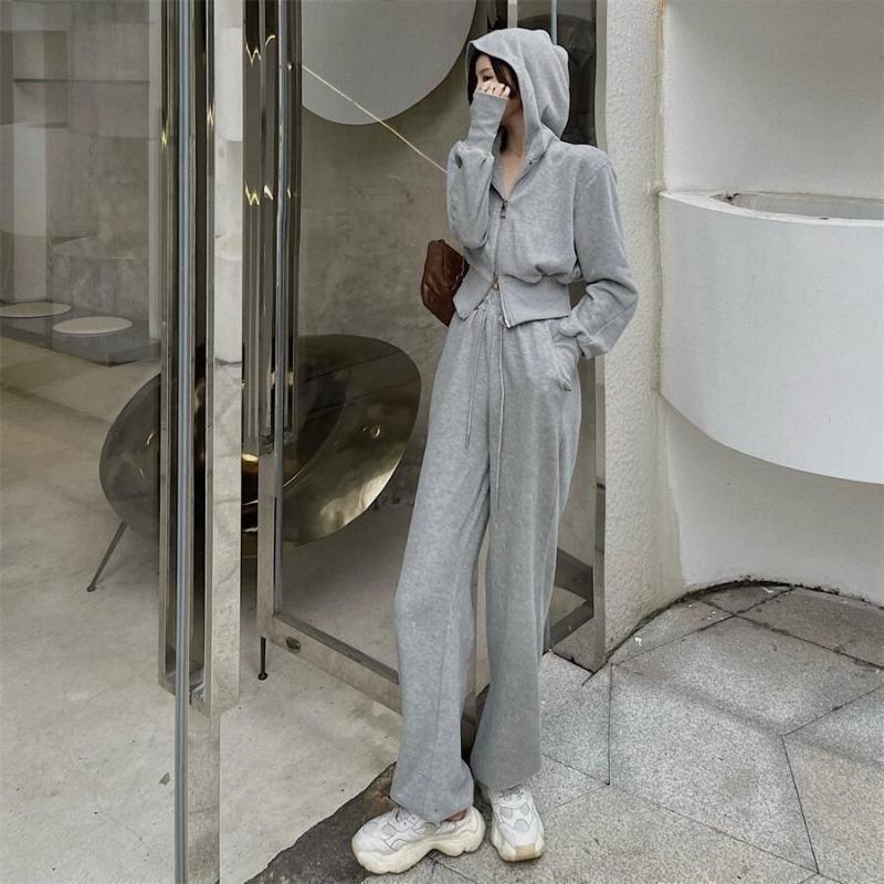 Sport Sets Autumn and Winter Fashion Temperament Sports Suit for Women Early Autumn Hooded Sweatshirt Slimming and Loose Korean Casual Two-piece Set