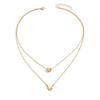 Metal butterfly love necklace, simple niche high-end double-layer stacked collarbone chain accessories