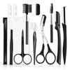Black Eyebrow Trimming Scissors Stainless Steel Tweezers Eyebrow Scraping Comb Razor Eyebrow Clip Makeup Tools Sets