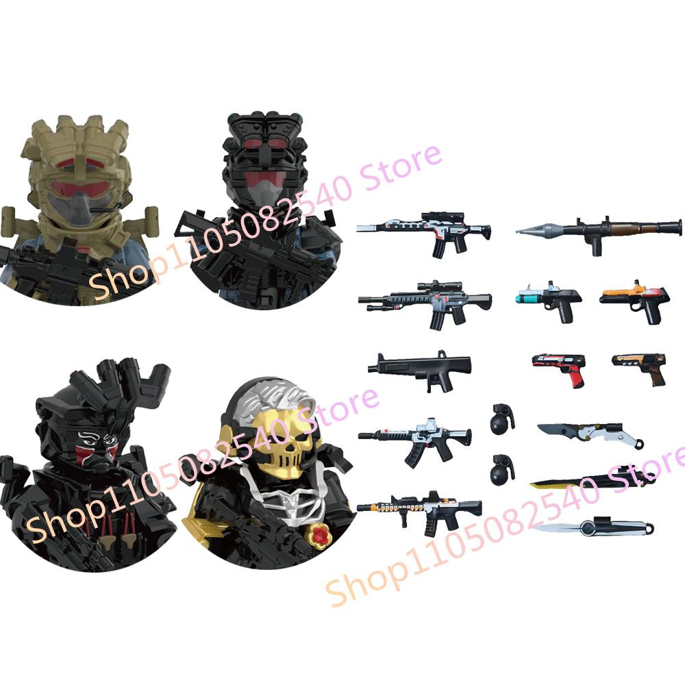 MOC Военная Мультяшная Игровая Фигурка Действия Строительный Блок Оружие Аксессуар Винтовка Спецназа Молоток Бензопила Дрон Детская Игрушка Подарок
