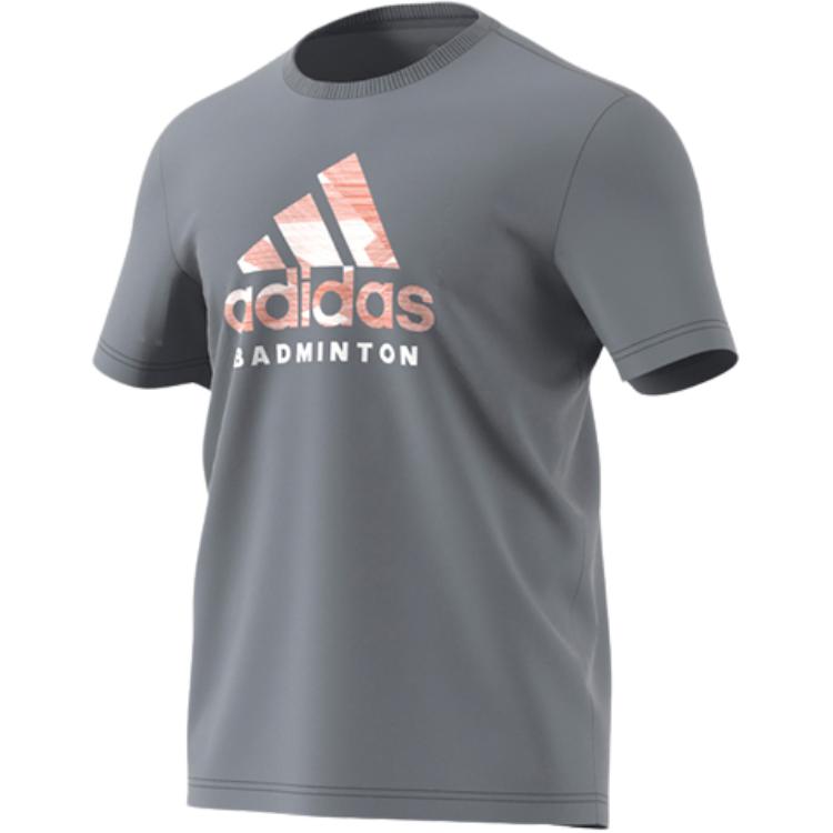 adidas Удобная футболка с коротким рукавом и круглым вырезом с логотипом, мужские топы, серые CV4337