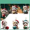 Christmas Hat Cat Car Hanging Decor Acrylic Pendant Tree Ornament Holiday Travel