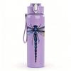 1PC Elegant Dragonfly Insect 750ml Color Plastic Sports Water Bottle Leakproof Flip Straw Lid Suitable for Sports Office Home Use