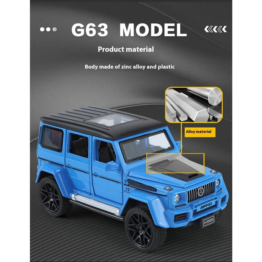 Игрушечная модель автомобиля Benz G63 из сплава в масштабе 1/32 со звуком, светом и пружинным механизмом - Идеальный подарок для детей и автолюбителей - Подлинная