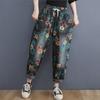 Осенне-зимние художественные ретро-принтованные свободные брюки большого размера харлан широкие брюки-морковки