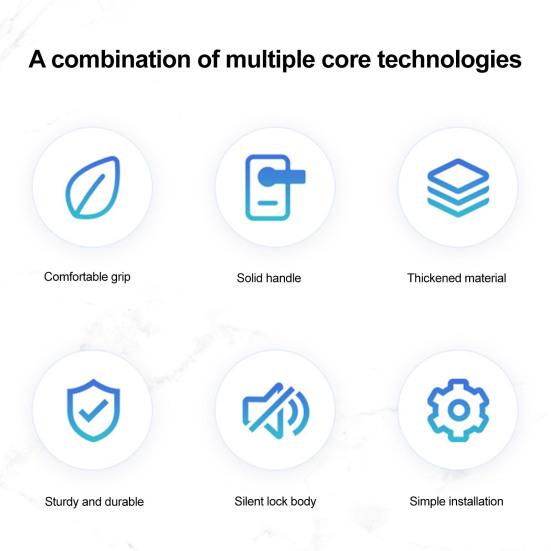 Дверная ручка из нержавеющей стали для дома, офиса, спальни, ванной комнаты, бесшумный замок для конфиденциальности, матовая черная внутренняя дверная ручка для замены