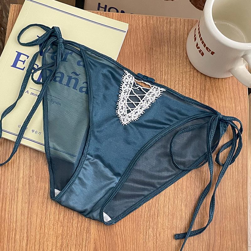 «Женские бесшовные сетчатые кружевные трусики во французском стиле, дышащие, быстросохнущие, с низкой талией»