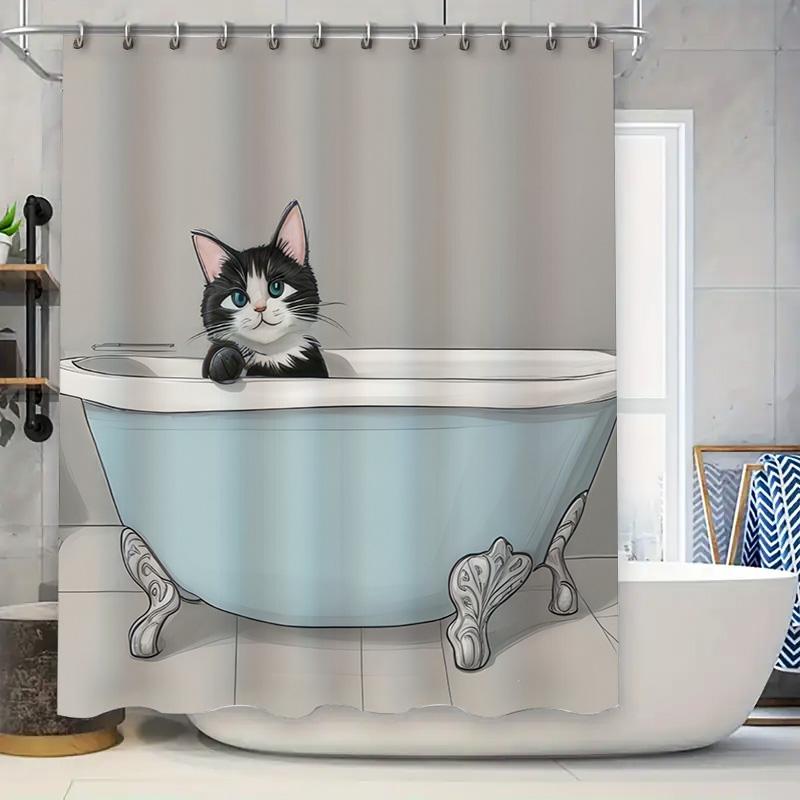 Очаровательный коврик для ванной с котиком: Нескользящий резиновый коврик для ванны Идеально подходит для домашнего декора Современный коврик для душа с мультяшным принтом с мягкой микроф