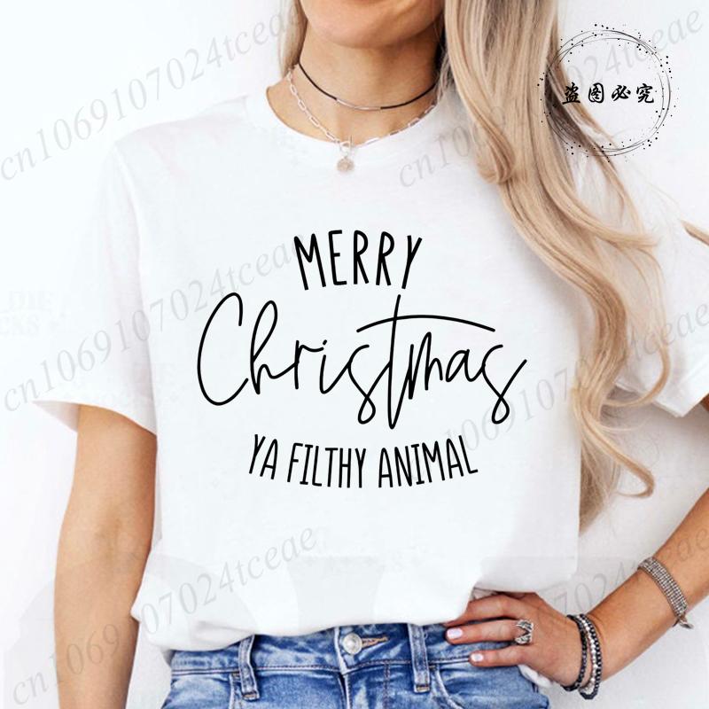 Fashion New Merry Christmas Ya Filthy Animal TShirt Unisex Unisex TShirt Christmas Saying Harajuku Streetwear TShirt Casual Tops