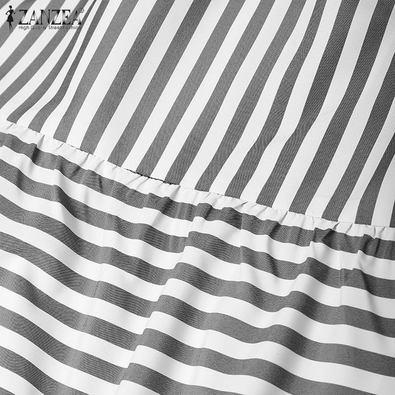 ZANZEA Женское праздничное летнее повседневное платье-комбинация без рукавов на бретелях с полосатым принтом