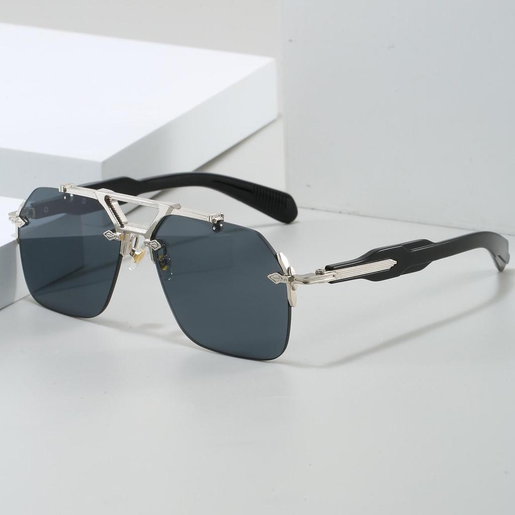 Солнцезащитные очки-авиаторы без оправы - Двойная перекладина, Металлическая оправа с защитой от УФ-излучения