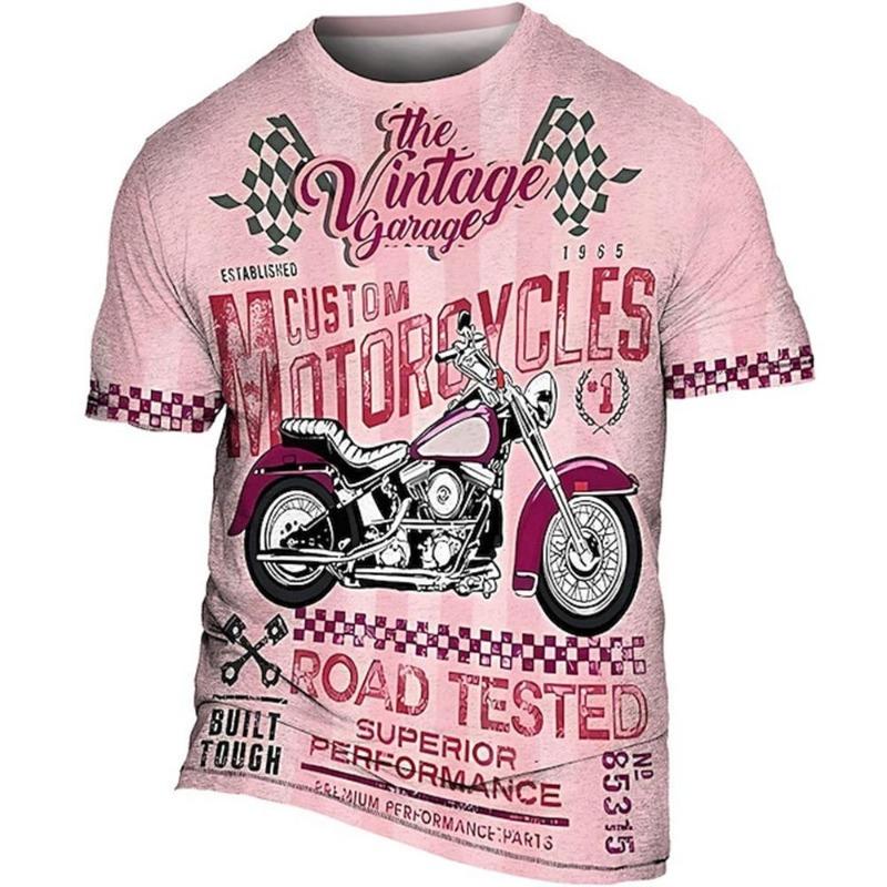 Винтажная байкерская футболка, мужская футболка с рисунком мотоцикла, классические футболки с короткими рукавами и 3d принтом автомобиля, летняя уличная одежда, мужская одежда