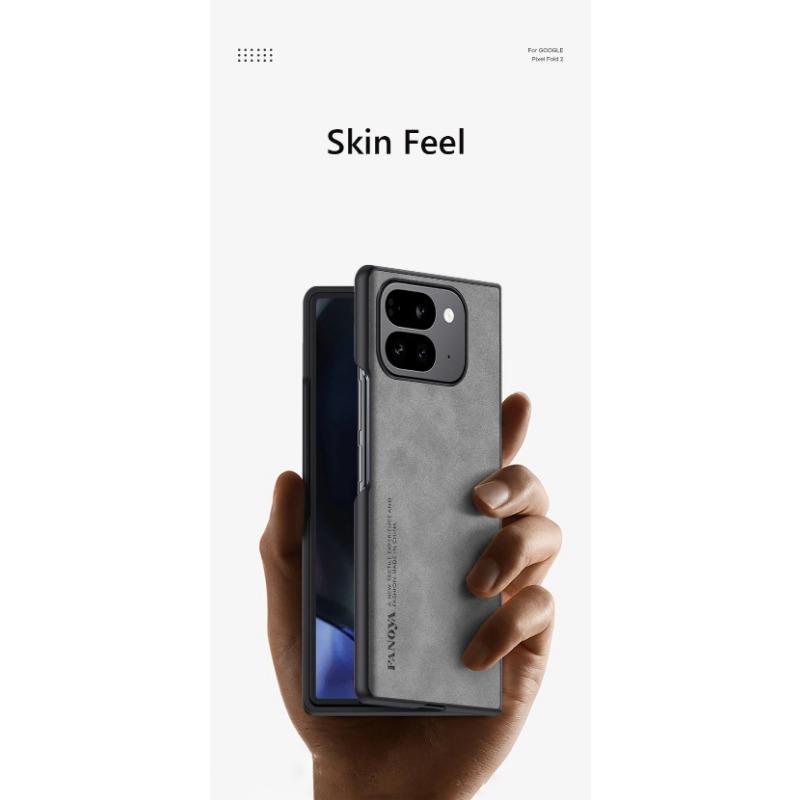 Роскошный деловой ретро кожаный чехол на ощупь для Google Pixel 9 Pro Fold 5G PU кожаный чехол на ощупь однотонный ударопрочный матовый силиконовый мягкий защитный чехол