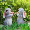 Solar Outdoor Garden Statues Lights Resin Rabbit With Flowers Garden Sculpture Decor For Patio Yard Lawn Ornaments