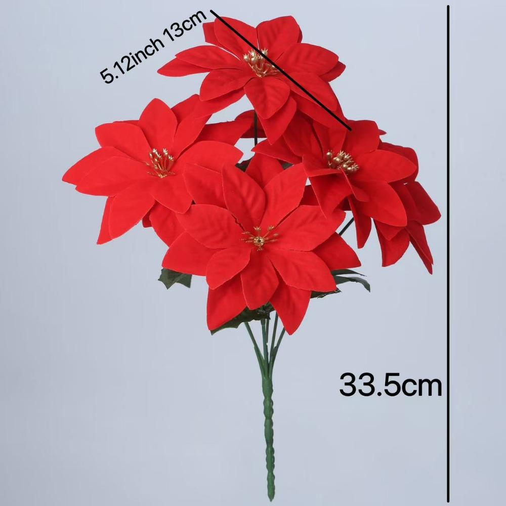 supplies Poinsettia Bushes Christmas Decoration Simulation bouquet Xmas Decor Christmas Bouquets