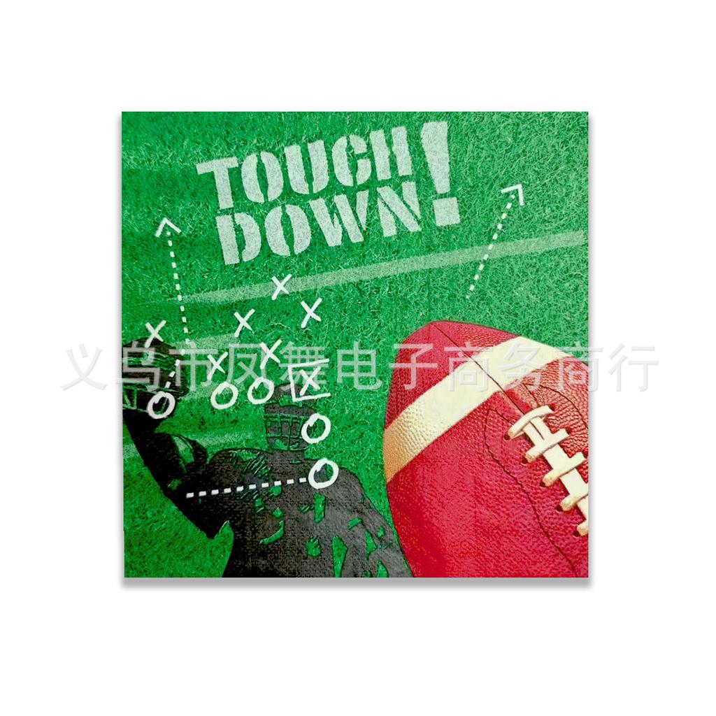 Принадлежности для дня рождения в стиле регби Одноразовая посуда Бумажные тарелки Бумажные стаканчики Бумажные салфетки Декоративная скатерть для дня рождения мальчика