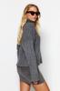 Women's Elegance Style Sweater Stone Turtleneck Hair Braided Soft Textured Knitwear Sweater