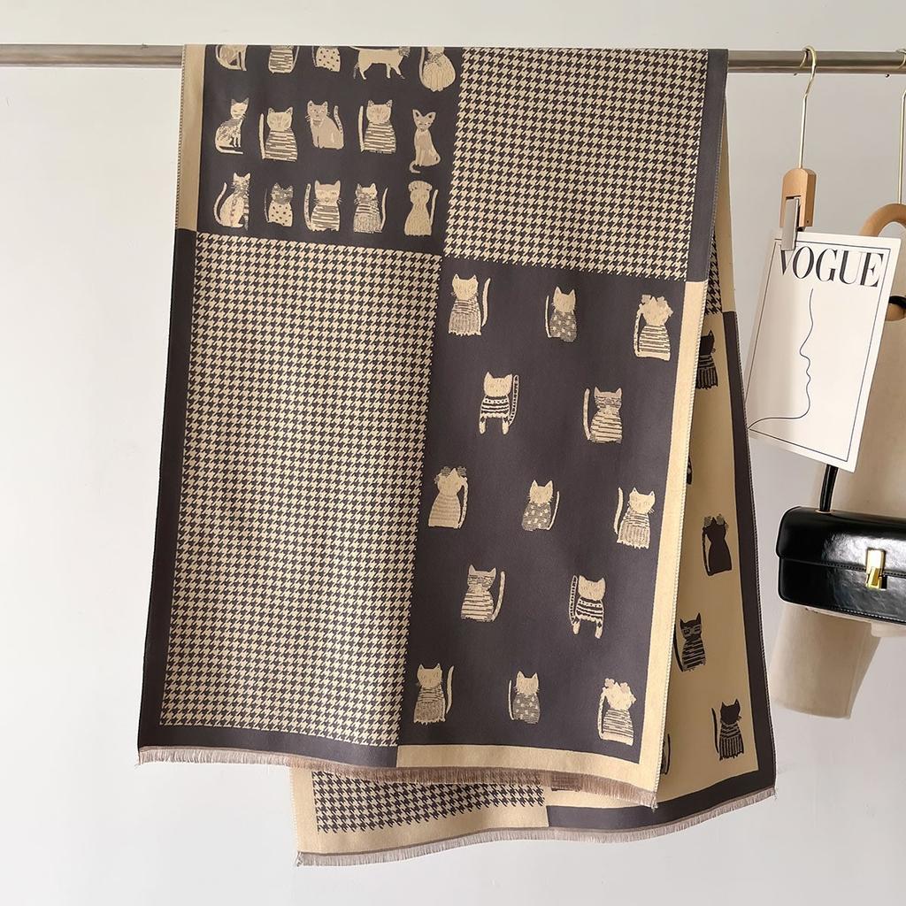 Winter Women Print Warm Scarf Cashmere Pashmina Double Sided Scarves Shawls Female Thick Blanket Wrap Bufanda Stole Echarpe