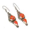 Natural Red Coral Gemstone Handmade Jewelry Earring 2.44" b3W68