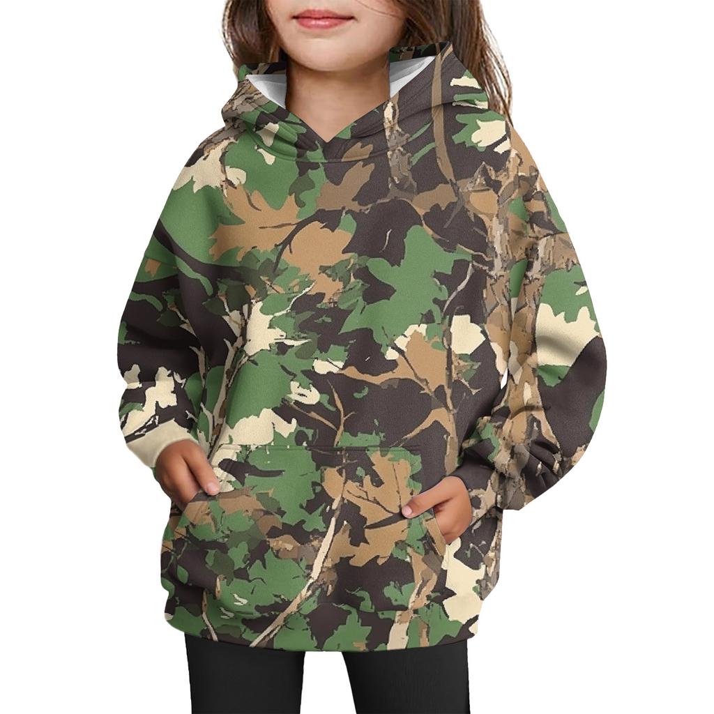 Girls' Hooded Tie- Sweatshirt - Pullover Print Top