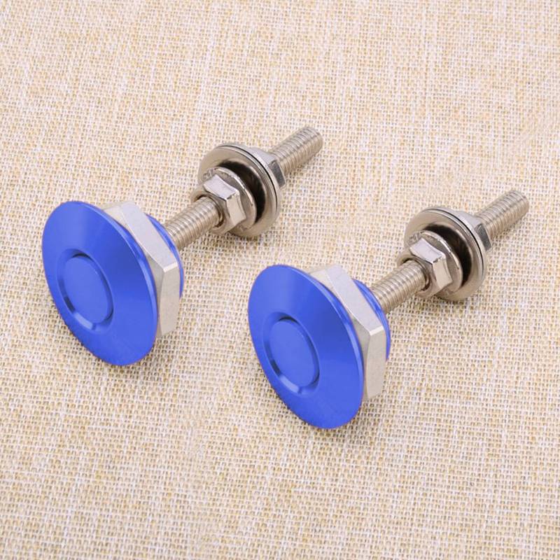 2pcs Blue 25mm Car Push Button Quick Release Hood Bonnet P Lock Clip Bumper Latch Aluminum Alloy fit for Universal