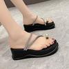 Fairy Wind Pearl High Heel with Slippers for Women To Wear In the Summer of 2025, New Thick-soled, Lightweight and Non-slip Cool Slippers