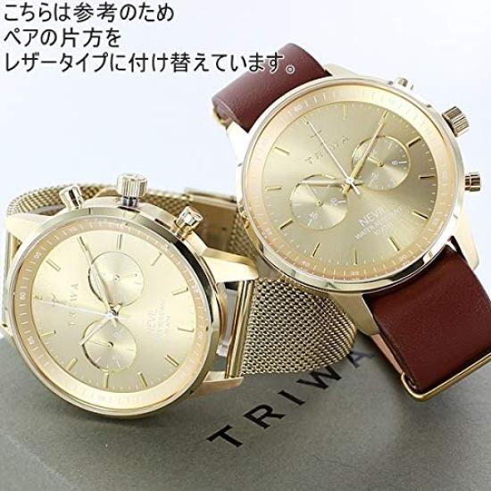 Pair Watch Storage Box with 2 Replacement Straps Unisex Chrono Gold Mesh Brown Leather Watch [Toriwa] Men's Women's