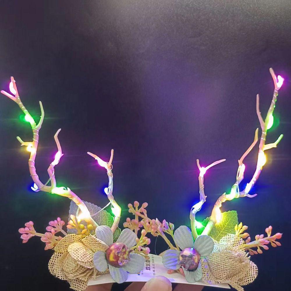 Make Up With Led Light Flower Branch Twig Women Hair Clip Korean Style Hair Clip Christmas Antlers Hairpin Hair Accessories
